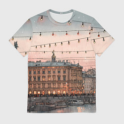 Футболка мужская Новогодний зимний Питер, цвет: 3D-принт