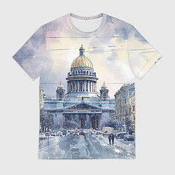Футболка мужская Санкт-Петербург зимний город, цвет: 3D-принт