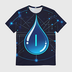 Футболка мужская Киберкапля группа крови I, цвет: 3D-принт