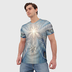 Футболка мужская Ледяной перьевой орнамент со светом, цвет: 3D-принт — фото 2