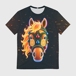 Футболка мужская Новогодняя мандариновая лошадь, цвет: 3D-принт