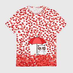 Футболка мужская Сердцепад и сердитый кот, цвет: 3D-принт