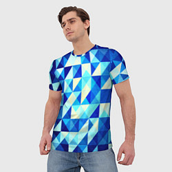 Футболка мужская Синяя геометрия, цвет: 3D-принт — фото 2