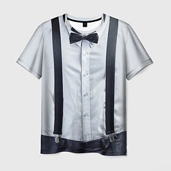 Футболка мужская Рубашка с подтяжками, цвет: 3D-принт