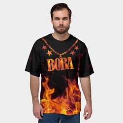 Футболка оверсайз мужская Вова - кулон на цепи в огне, цвет: 3D-принт — фото 2