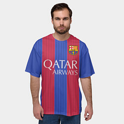 Футболка оверсайз мужская FCB Messi: Qatar Airways, цвет: 3D-принт — фото 2