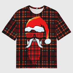 Футболка оверсайз мужская Санта Клаус хипстер, цвет: 3D-принт