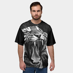 Футболка оверсайз мужская Гнев тигра, цвет: 3D-принт — фото 2