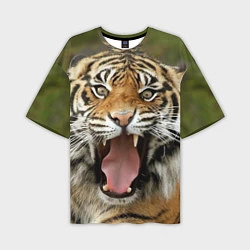 Мужская футболка оверсайз Удивленный тигр