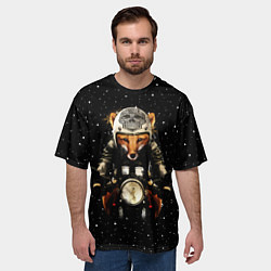 Футболка оверсайз мужская Лис байкер, цвет: 3D-принт — фото 2