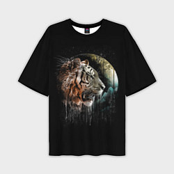 Мужская футболка оверсайз Космический тигр