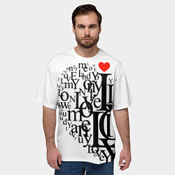 Футболка оверсайз мужская Love - текстовое сердце, цвет: 3D-принт — фото 2