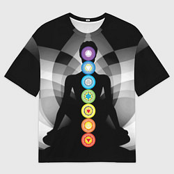 Футболка оверсайз мужская Йога - энергетические зоны, цвет: 3D-принт