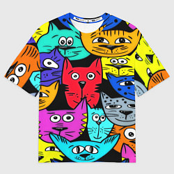 Футболка оверсайз мужская Кошачьи мордочки, цвет: 3D-принт