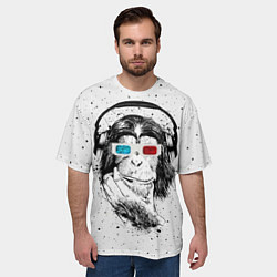 Футболка оверсайз мужская Обезьяна в наушниках, цвет: 3D-принт — фото 2