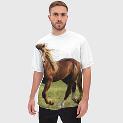 Футболка оверсайз мужская Бегущая лошадь, цвет: 3D-принт — фото 2