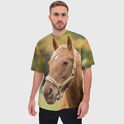 Футболка оверсайз мужская Взгляд лошади, цвет: 3D-принт — фото 2