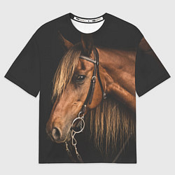 Футболка оверсайз мужская Взгляд коня, цвет: 3D-принт