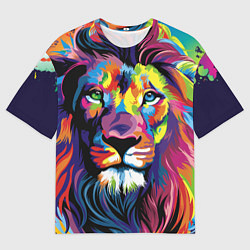 Футболка оверсайз мужская Красочный лев, цвет: 3D-принт