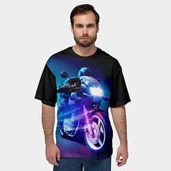 Футболка оверсайз мужская Мотокросс ночной, цвет: 3D-принт — фото 2