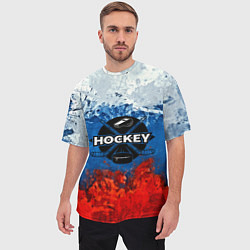 Футболка оверсайз мужская Хоккей триколор, цвет: 3D-принт — фото 2