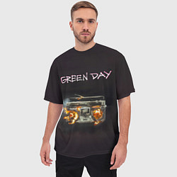 Футболка оверсайз мужская Green Day магнитофон в огне, цвет: 3D-принт — фото 2