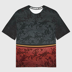 Футболка оверсайз мужская Узоры Black and Red, цвет: 3D-принт