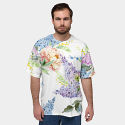 Футболка оверсайз мужская Сирень и Пионы, цвет: 3D-принт — фото 2