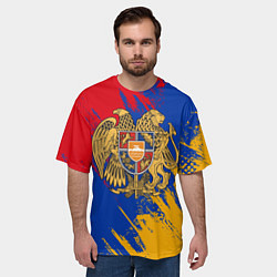 Футболка оверсайз мужская Герб и флаг Армении, цвет: 3D-принт — фото 2