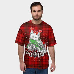Футболка оверсайз мужская Новогодняя кошка, цвет: 3D-принт — фото 2