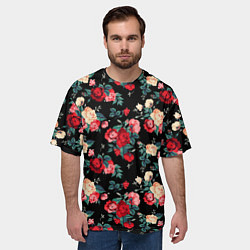 Футболка оверсайз мужская Кустовые розы, цвет: 3D-принт — фото 2