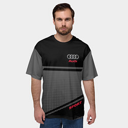 Футболка оверсайз мужская Audi: Crey & Black, цвет: 3D-принт — фото 2