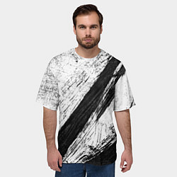 Футболка оверсайз мужская Белый и черный, цвет: 3D-принт — фото 2
