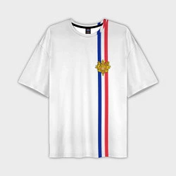 Мужская футболка оверсайз Франция: лента с гербом