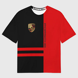 Мужская футболка оверсайз Porsche: Red Sport
