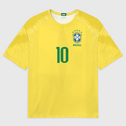 Футболка оверсайз мужская Сборная Бразилии: Неймар ЧМ-2018 домашняя, цвет: 3D-принт
