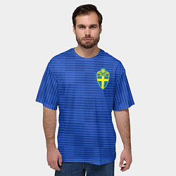 Футболка оверсайз мужская Сборная Швеции: Гостевая ЧМ-2018, цвет: 3D-принт — фото 2