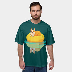 Футболка оверсайз мужская Корги на пончике, цвет: 3D-принт — фото 2