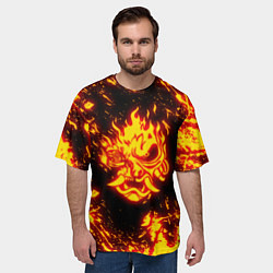 Футболка оверсайз мужская Cyberpunk 2077: FIRE SAMURAI, цвет: 3D-принт — фото 2
