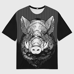 Футболка оверсайз мужская Дикий кабан 2019, цвет: 3D-принт