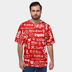 Футболка оверсайз мужская ЛОГО АНИМЕ МУЛЬТФИЛЬМОВ, цвет: 3D-принт — фото 2