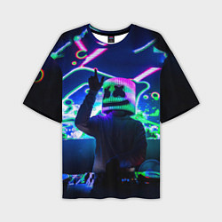 Мужская футболка оверсайз Marshmello: Neon DJ