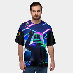 Футболка оверсайз мужская Marshmello: Neon DJ, цвет: 3D-принт — фото 2