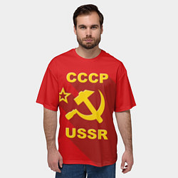 Футболка оверсайз мужская СССР - серп молот, цвет: 3D-принт — фото 2