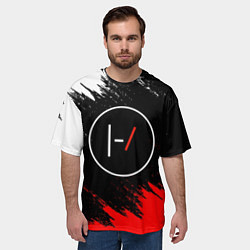 Футболка оверсайз мужская 21 Pilots: Black & Red, цвет: 3D-принт — фото 2