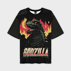 Мужская футболка оверсайз Flame Godzilla