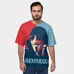 Футболка оверсайз мужская Anonymous поп арт мем, цвет: 3D-принт — фото 2