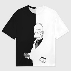 Футболка оверсайз мужская Гомер Симпсон - в смокинге - black and white, цвет: 3D-принт