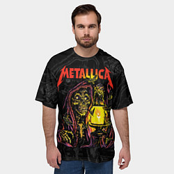 Футболка оверсайз мужская Metallica скеленон со свечкой, цвет: 3D-принт — фото 2
