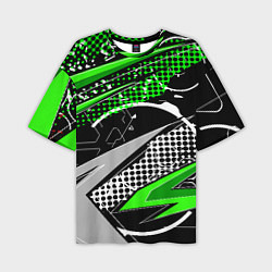 Футболка оверсайз мужская Black and green corners, цвет: 3D-принт